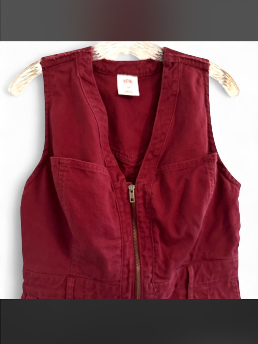 SUK Workwear Yard Suit Women's Size 10 Burgundy Zip-Front 100% Cotton Overalls - Picture 7 of 16